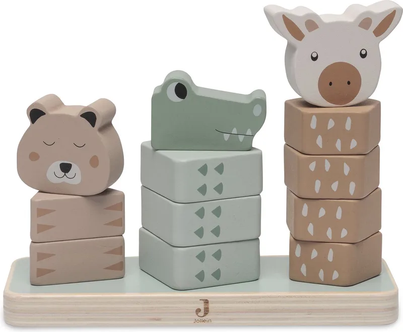 Houten Stapeltoren - Jungle Dieren - Krokodil, Cheetah en Giraffe - 100% FSC by Jollein in Jungle Jambo – product photo