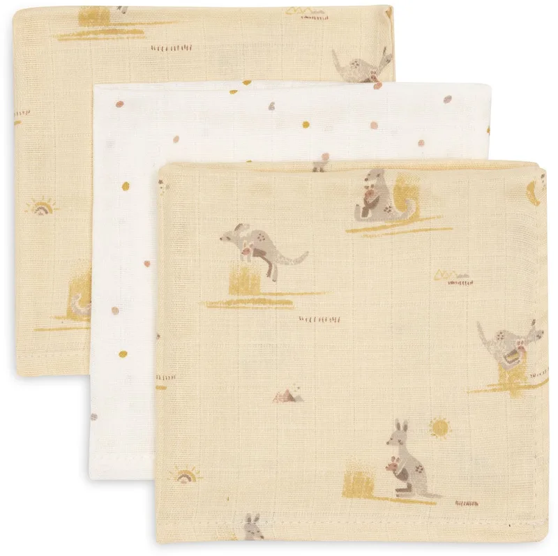 Hydrofiel Monddoekje - 31x31cm - 3 Stuks de Jollein en Kangaroots – photo produit