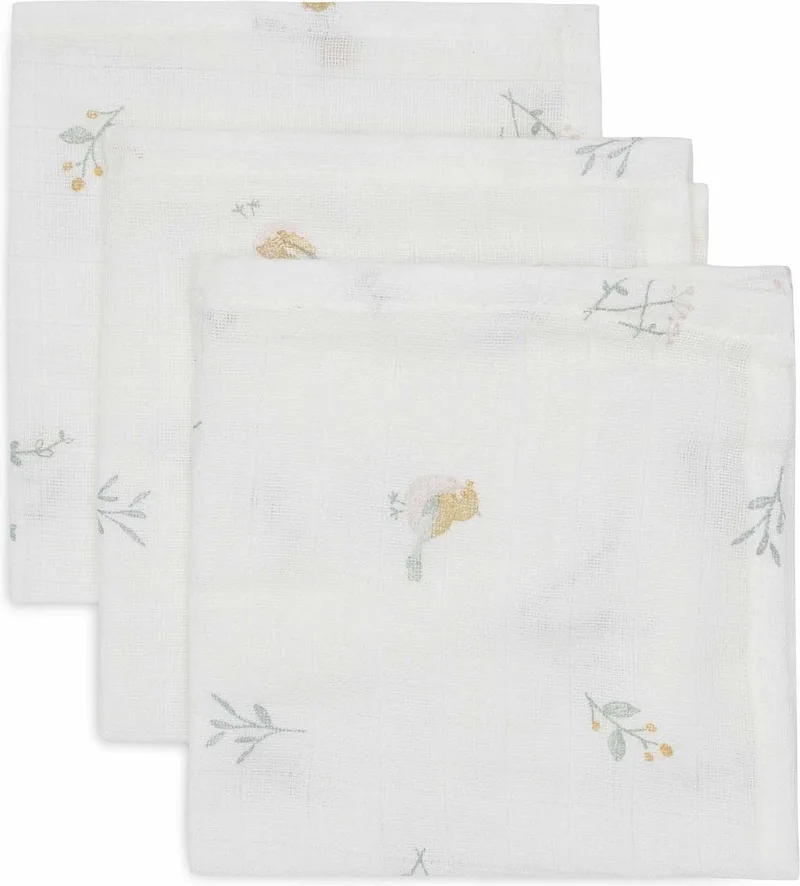Hydrofiel Monddoekje 31x31cm (3pack) van Jollein in Lovely Birds – productfoto