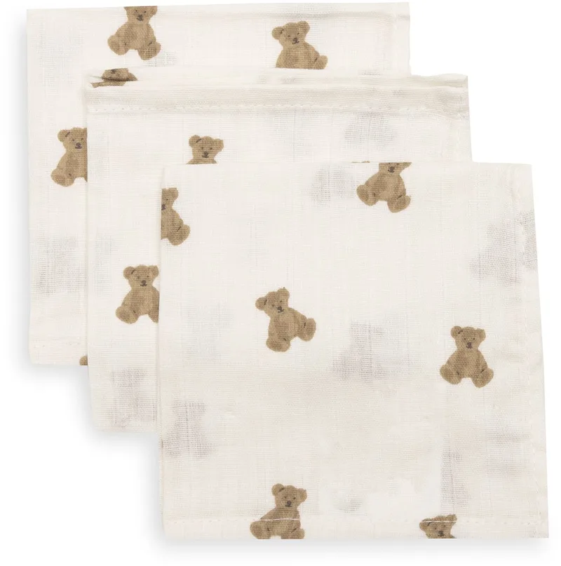Hydrofiel Monddoekje 31x31cm Mini Teddy Bear (3pack) van Jollein in Meerkleurig – productfoto