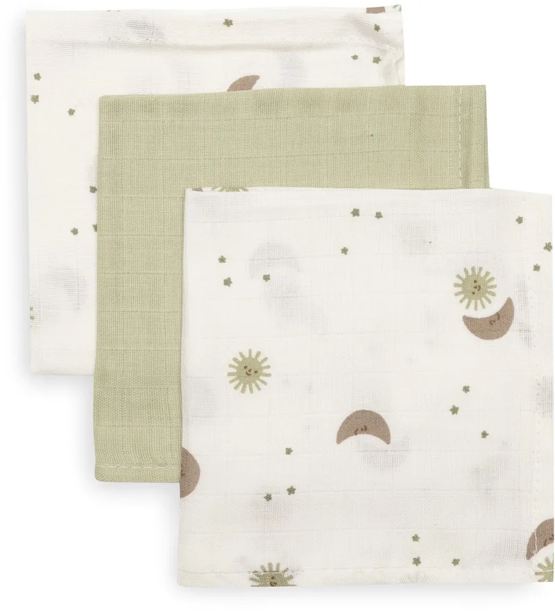 Hydrofiel Monddoekje - 31x31cm - Over the Moon - 3 Stuks van Jollein in Meerkleurig – productfoto
