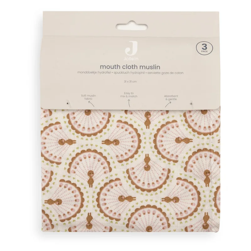 Hydrofiel Monddoekje 31x31cm Soft Plumes (3pack) de Jollein en Multicolore – photo produit 4 sur 4