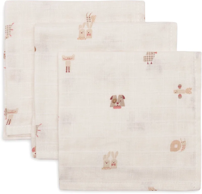 Hydrofiel Monddoekje Basic - 3 Stuks van Jollein in Animal Friends – productfoto