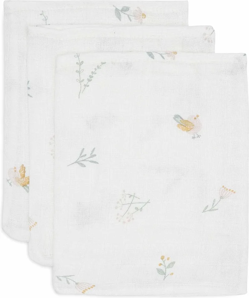 Hydrofiel Washandje 15x20cm (3pack) de Jollein en Lovely Birds – photo produit