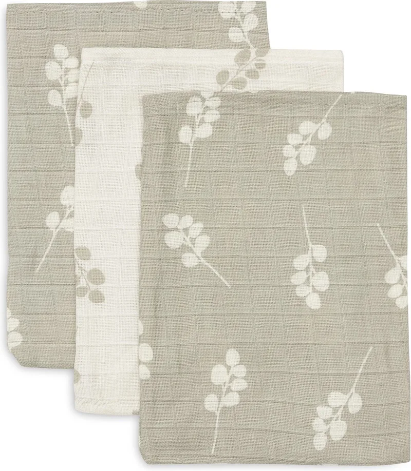 Hydrofiel Washandje 15x20cm - Baby Washandje - Twig - Olive Green - 3 Stuks från Jollein i Twig Olive Green – produktbild