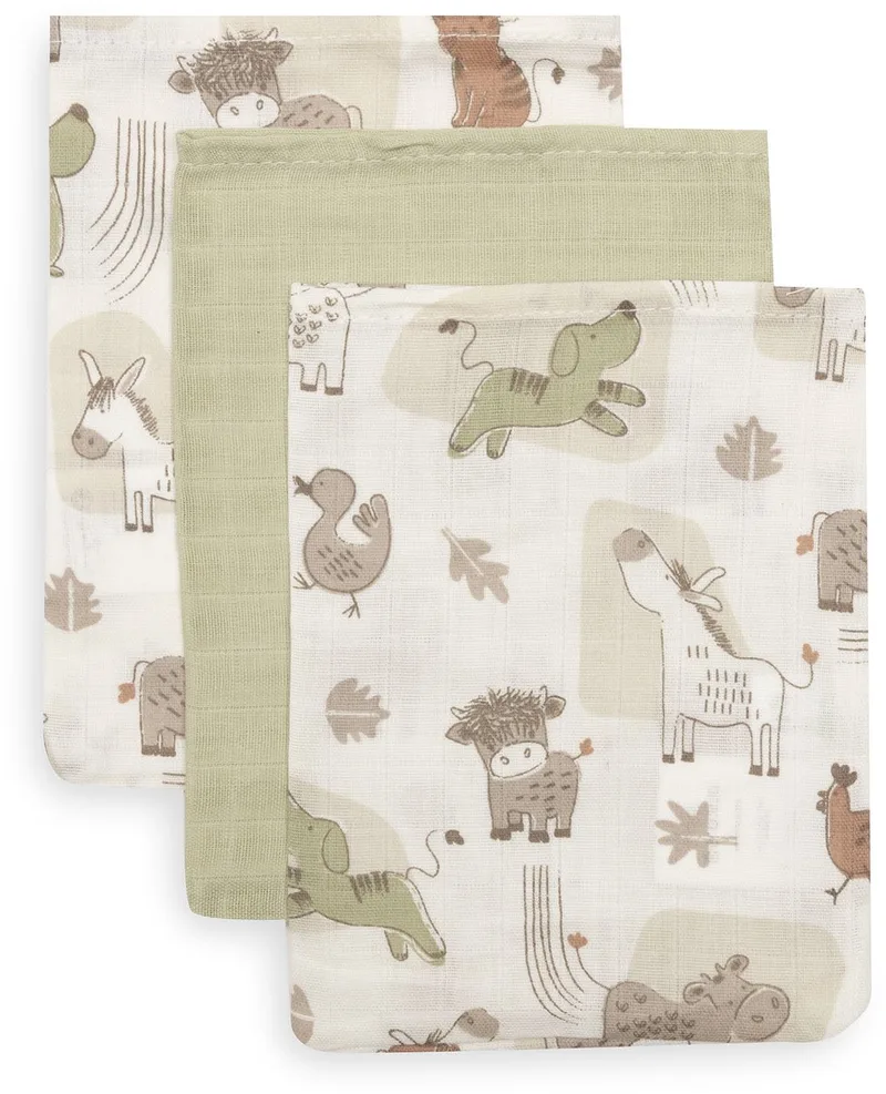 Hydrofiel Washandje 15x20cm Barn Buddies (3pack) van Jollein in Meerkleurig – productfoto