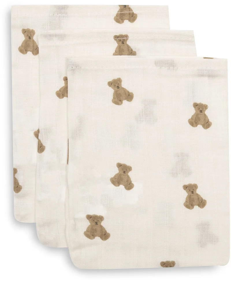 Hydrofiel Washandje 15x20cm Mini Teddy Bear (3pack) van Jollein in Meerkleurig – productfoto