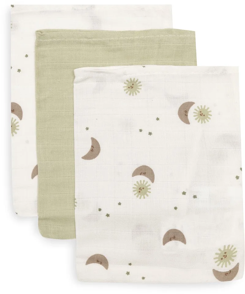 Hydrofiel washandje 15x20cm Over the Moon (3 stuks) van Jollein in Meerkleurig – productfoto