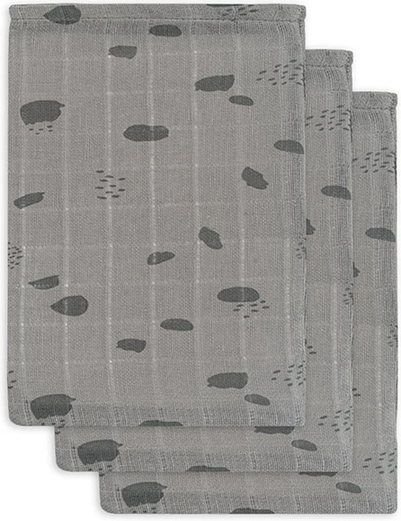Hydrofiel Washandje Spot - 3 Stuks de Jollein en Storm Grey – photo produit