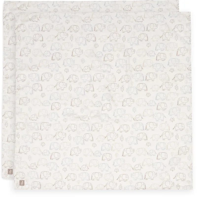 Hydrofiele Doek Large 115x115cm 2 Stuks van Jollein in Elephant Tales – productfoto
