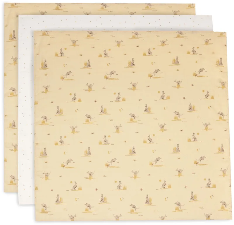 Hydrofiele Doek Small - 70x70cm - 3 Stuks de Jollein en Kangaroots – photo produit