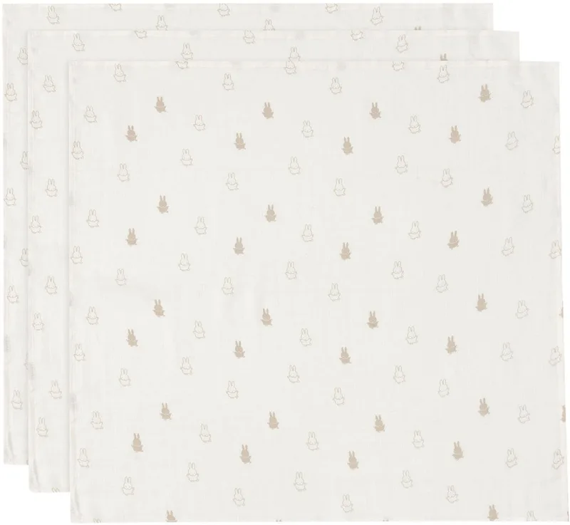 Hydrofiele Doek Small 70x70cm (3pack) de Jollein en Happy Miffy Nougat – photo produit
