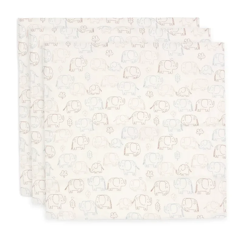 Hydrofiele Doek Small 70x70cm - Elephant Tales - 3 Stuks de Jollein – photo produit