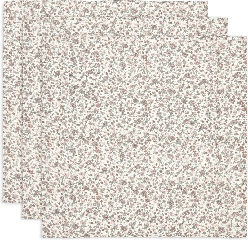 Hydrofiele Doek Small 70x70cm - Inbakerdoek, Spuugdoekjes, Baby Doeken - Zacht Katoen - 3 Stuks från Jollein i Retro Flowers – produktbild