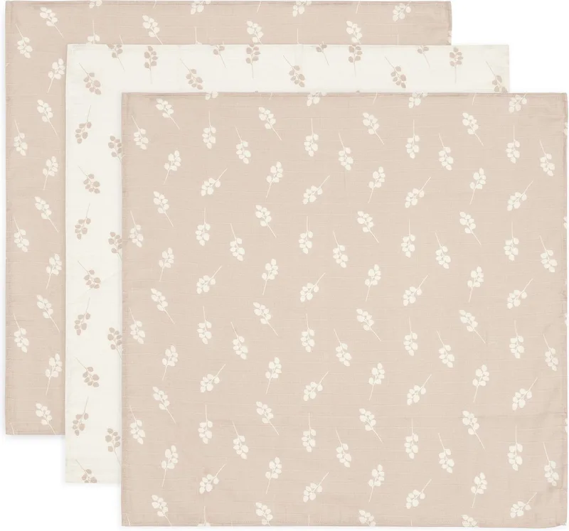 Hydrofiele Doek Small 70x70cm - Inbakerdoek, Spuugdoekjes, Baby Doeken - Zacht Katoen - Twig - Wild Rose - 3 Stuks de Jollein en Twig Wild Rose – photo produit