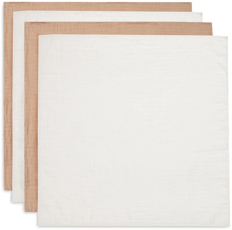 Hydrofiele Doek Small 70x70cm - Inbakerdoek - Zacht Katoen - 4 Stuks - Biscuit/Ivory de Jollein en Biscuit – photo produit