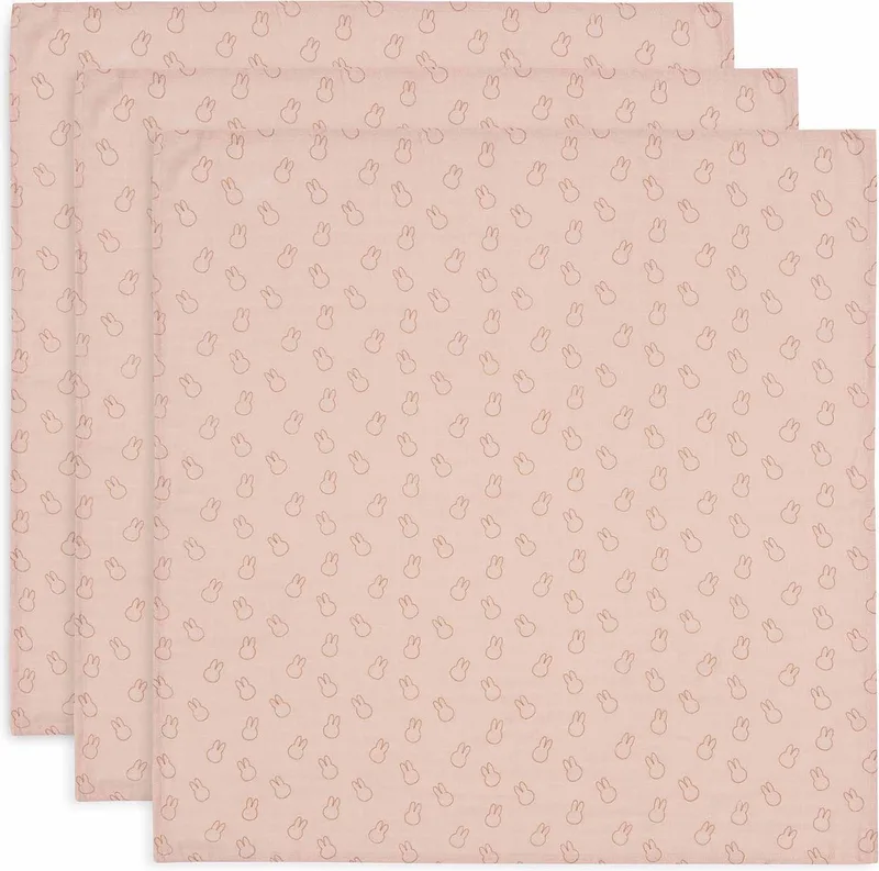 Hydrofiele Doek Small 70x70cm Miffy Silhouettes WildRose(3p) van Jollein in Miffy Silhouettes Wild Rose – productfoto