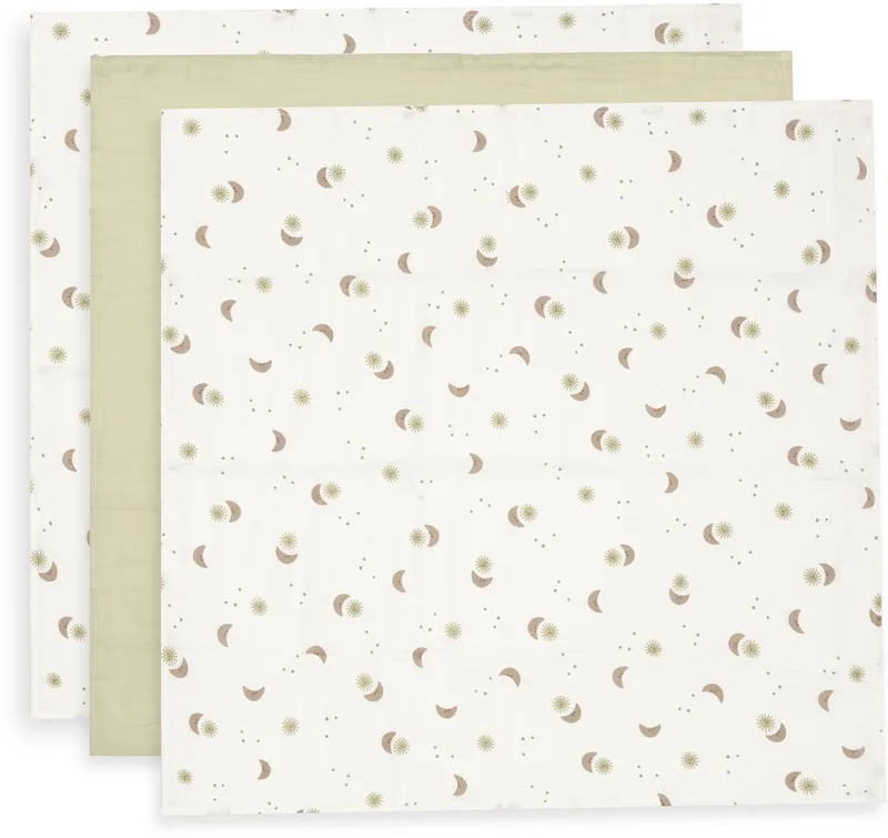 Hydrofiele Doek Small 70x70cm Over the Moon (3pack) van Jollein in Meerkleurig – productfoto