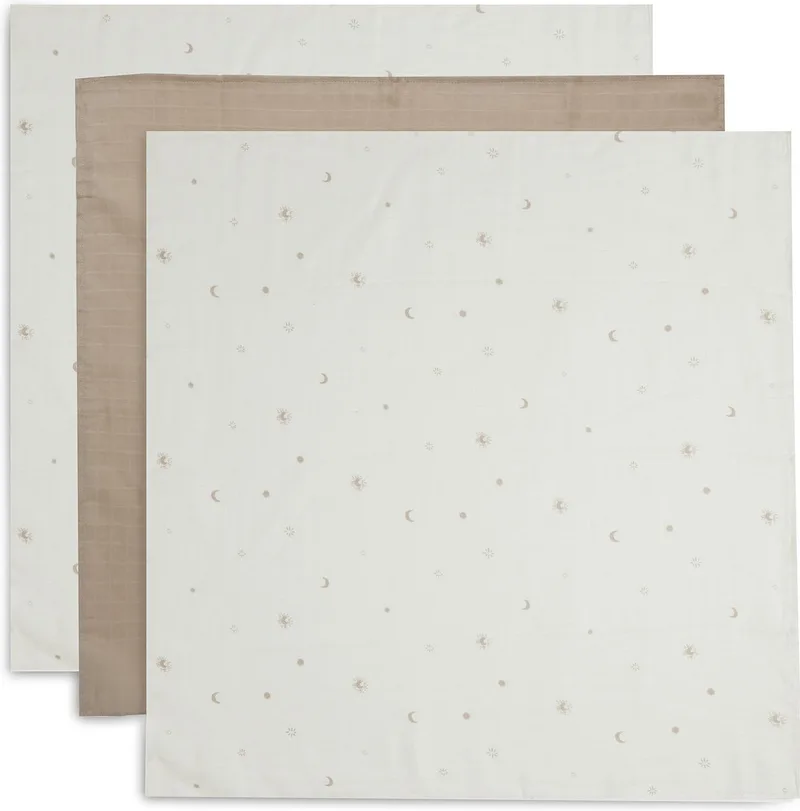 Hydrofiele Doek Small 70x70cm Stargaze - Biscuit - 3 Stuks von Jollein in Braun – Produktfoto