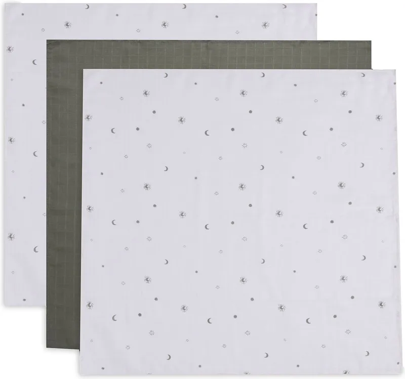 Hydrofiele Doek Small 70x70cm Stargaze - Leaf - 3 Stuks de Jollein en Vert – photo produit