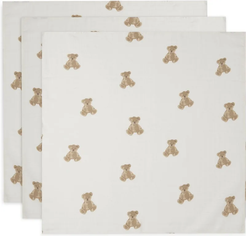 Hydrofiele Doek Small 70x70cm Teddy Bear - 3 Stuks van Jollein in Meerkleurig – productfoto
