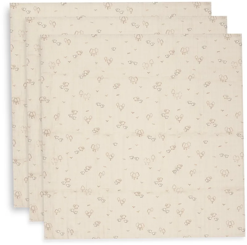 Hydrofiele Doek Small - 70x70cm - Woolly - 3 Stuks de Jollein en Multicolore – photo produit