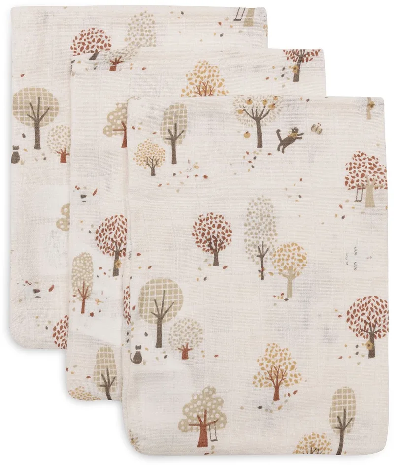 Hydrofiele Washandjes 15x20cm - Katoen - 3 Stuks van Jollein in Tiny Park – productfoto