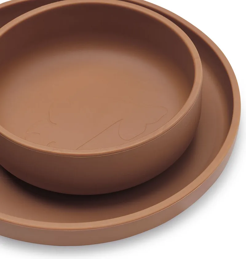 Kinderserviesset 4-delig - Siliconen - Baby Servies, Baby Bestek - 6-18 maanden de Jollein en Caramel – photo produit