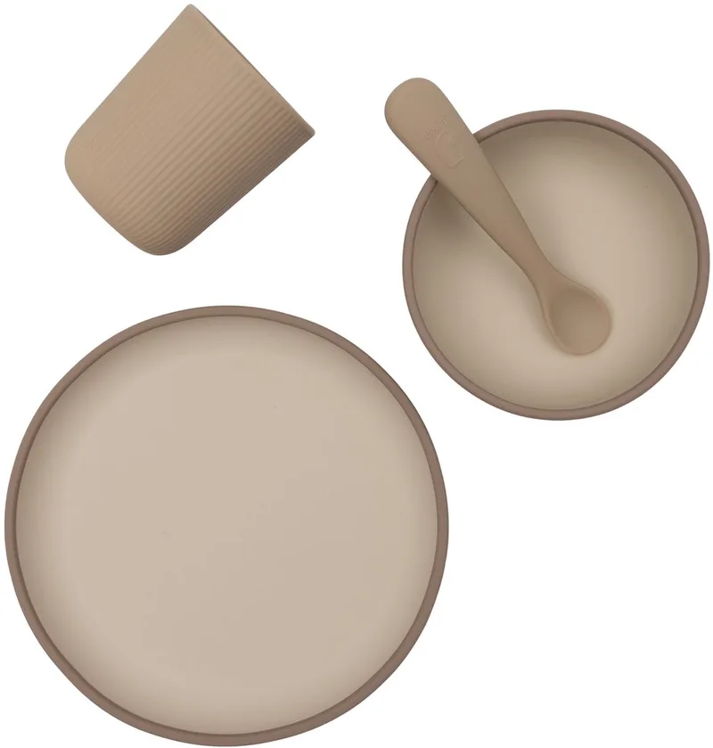 Kinderserviesset Siliconen - met Bord, Kom, Beker by Jollein in Natural Shades – product photo