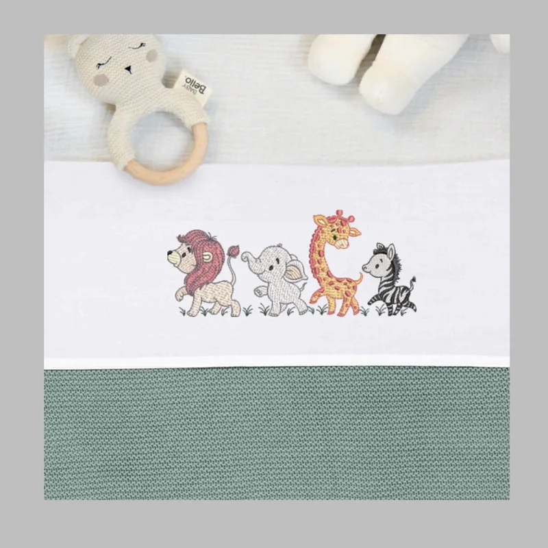 Ledikant lakentje - Baby - Safari - 120x150 cm - geborduurd - Katoen by Jollein in White – product photo