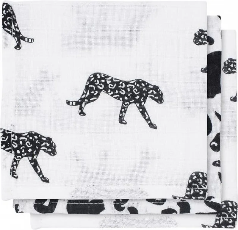 Leopard Monddoekje Hydrofiel 3 Stuks van Jollein in Wit, Zwart – productfoto