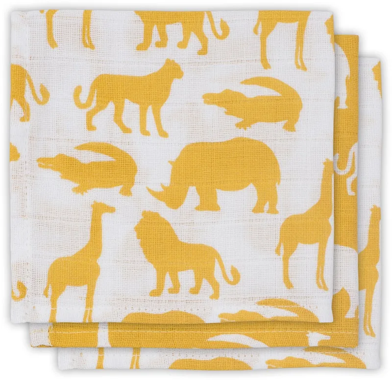 Monddoekjes hydrofiel - Safari - Ocher - 3 Stuks by Jollein in Yellow – product photo