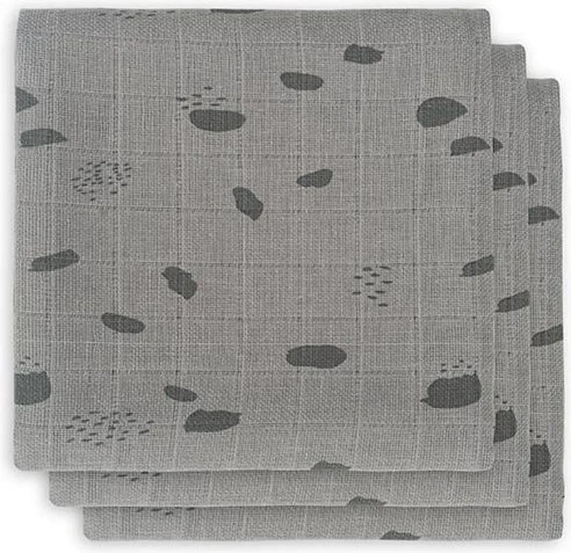 Monddoekjes hydrofiel | Spot Storm Grey | 3 pack de Jollein en Gris – photo produit
