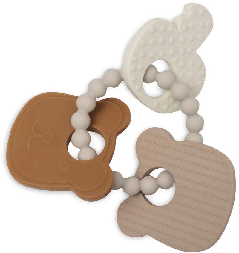 Siliconen Bijtring Sleutelbos van Jollein in Teddy Bear – productfoto