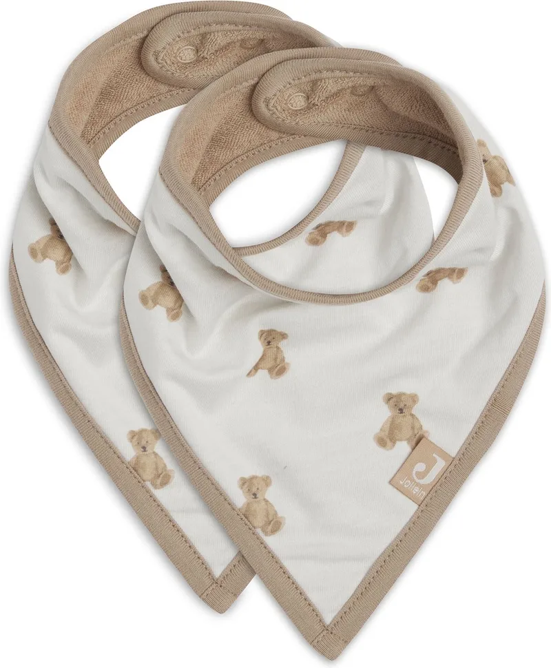 Slab Bandana GOTS (2pack) van Jollein in Teddy Bear – productfoto