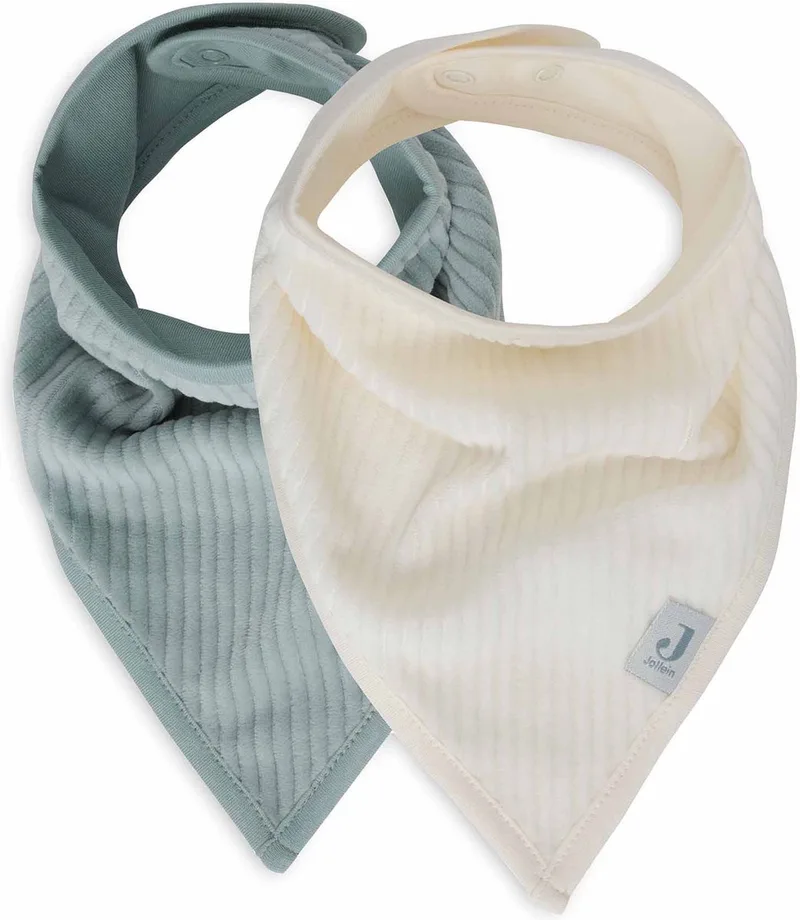 Slab Bandana Velvet Rib Sea Green/Ivory (2pack) de Jollein en Vert – photo produit
