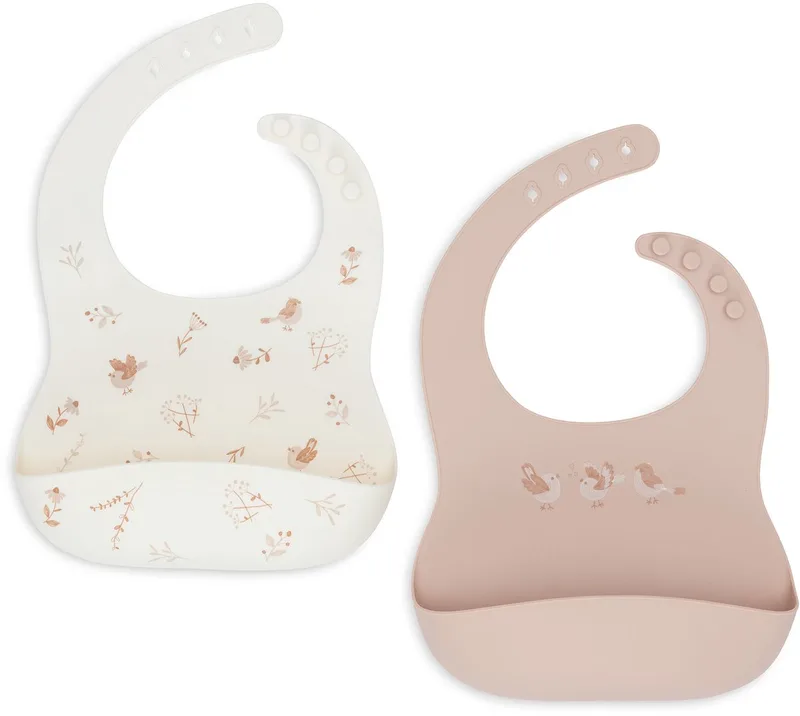Slab Siliconen 2-pack van Jollein in Lovely Birds – productfoto