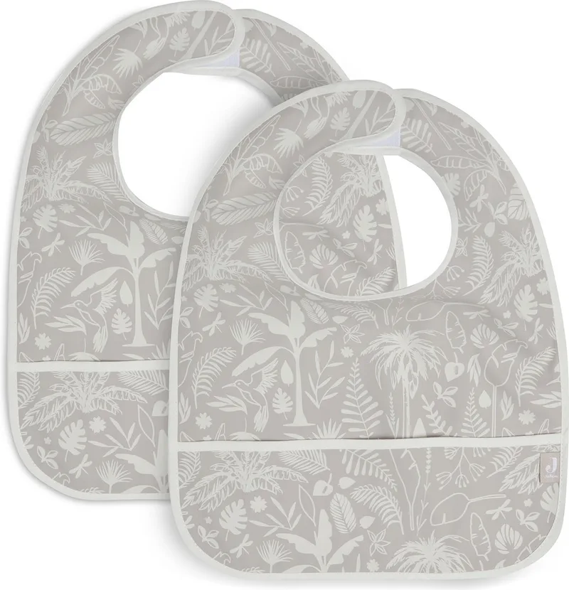 Slab Waterproof (Nougat) - Polyester - Polyurethaan - Slabbetjes Baby - Botanical - 2 Stuks - 40 cm fra Jollein i Beige – produktbillede