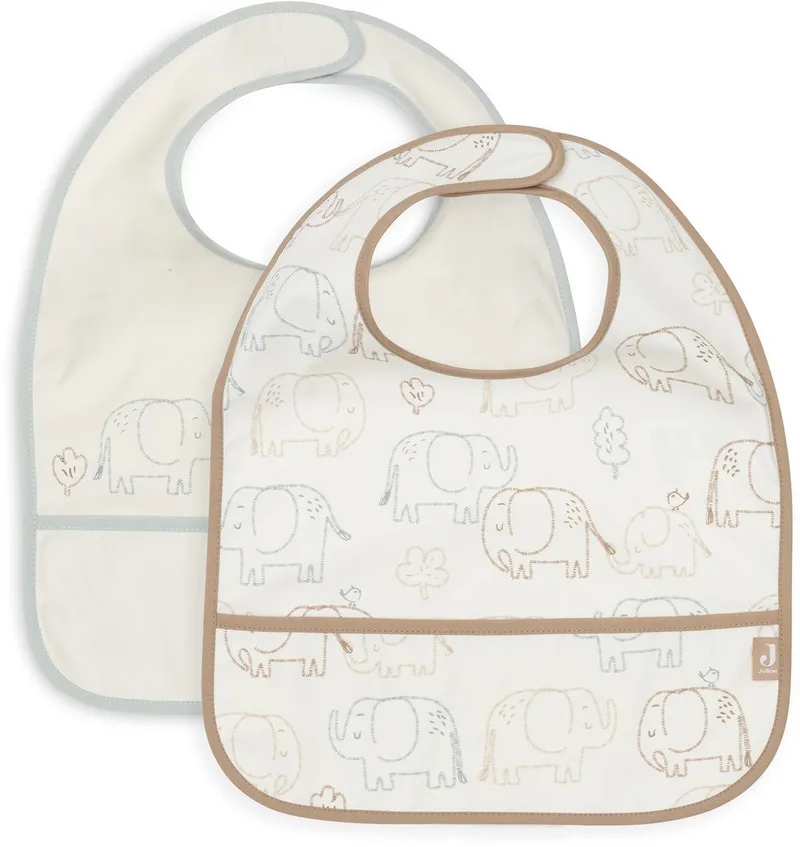 Slabbetjes Waterproof - 2 Stuks - 30 cm de Jollein en Elephant Tales – photo produit