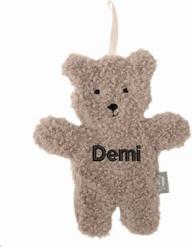 speendoekje teddy bear olive green met geborduurde naam by Jollein in Olive groen – product photo