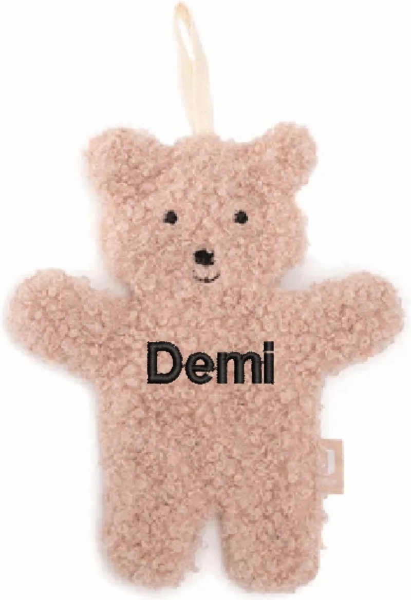 speendoekje teddy bear wild met geborduurde naam från Jollein i Rose – produktbild