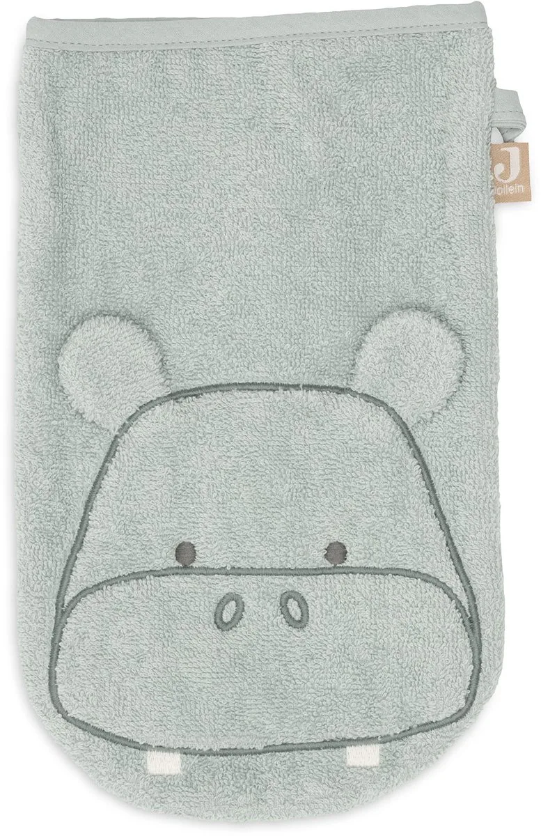 Washand Badstof Hippo Happy van Jollein in Misty Green – productfoto