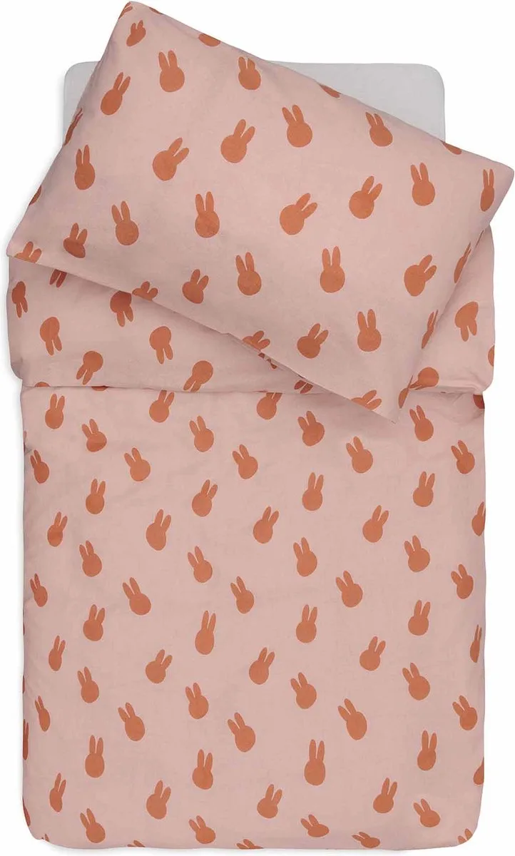 x Nijntje - Dekbedovertrek met sloop 100x140cm - Dekbed Ledikant, Dekbedovertrek Baby van Jollein in Miffy Shadow Wild Rose – productfoto