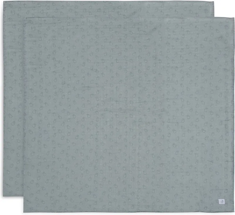 x Nijntje - Hydrofiele Doek Large 115x115cm - Inbakerdoek - Zacht Katoen - 2 Stuks van Jollein in Miffy Silhouettes Sea Green – productfoto