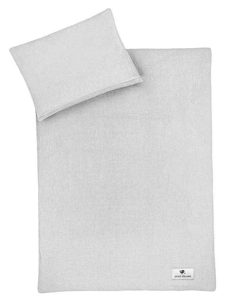 Baby- en kinderbeddengoed van 100% mousseline, mousseline, 2-delig, verkrijgbaar in de maten 80x80+35x40cm en 100x135+40x60cm van Julius Zöllner in Grijs – productfoto