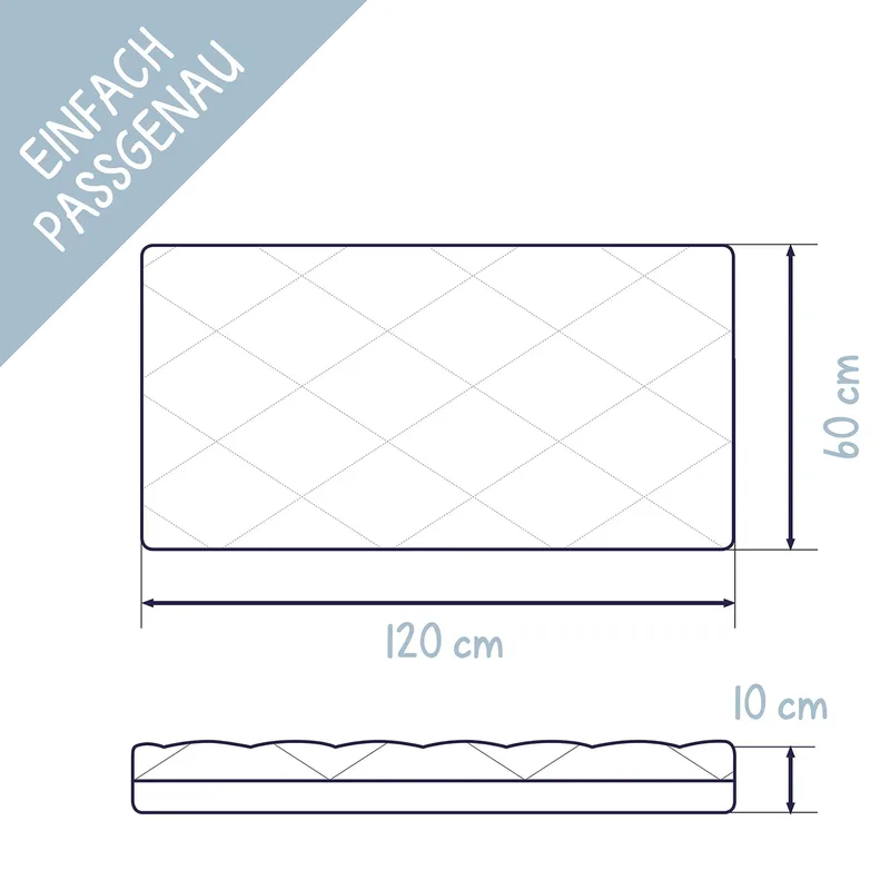 Matras Dr.Lübbe Air Premium 60x120 cm van Julius Zöllner in Wit, 1200 × 600 × 120 mm – productfoto