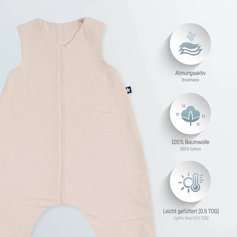 Muslin Jumper Slaapoverall - Sand - Maat 80 van Julius Zöllner in Beige – productfoto