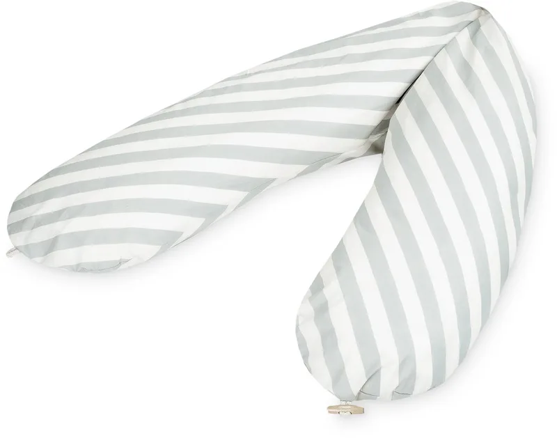 voedingskussen met knop, Organic Stripes van Julius Zöllner in Grijs – productfoto