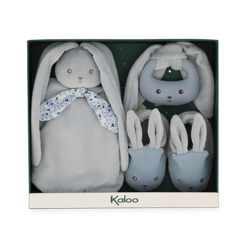 geboorte geschenkdoos - baby cadeau set blauw - knuffeldoek, bijtring, slofjes. från Kaloo i Flerfärgad – produktbild 4 av 6