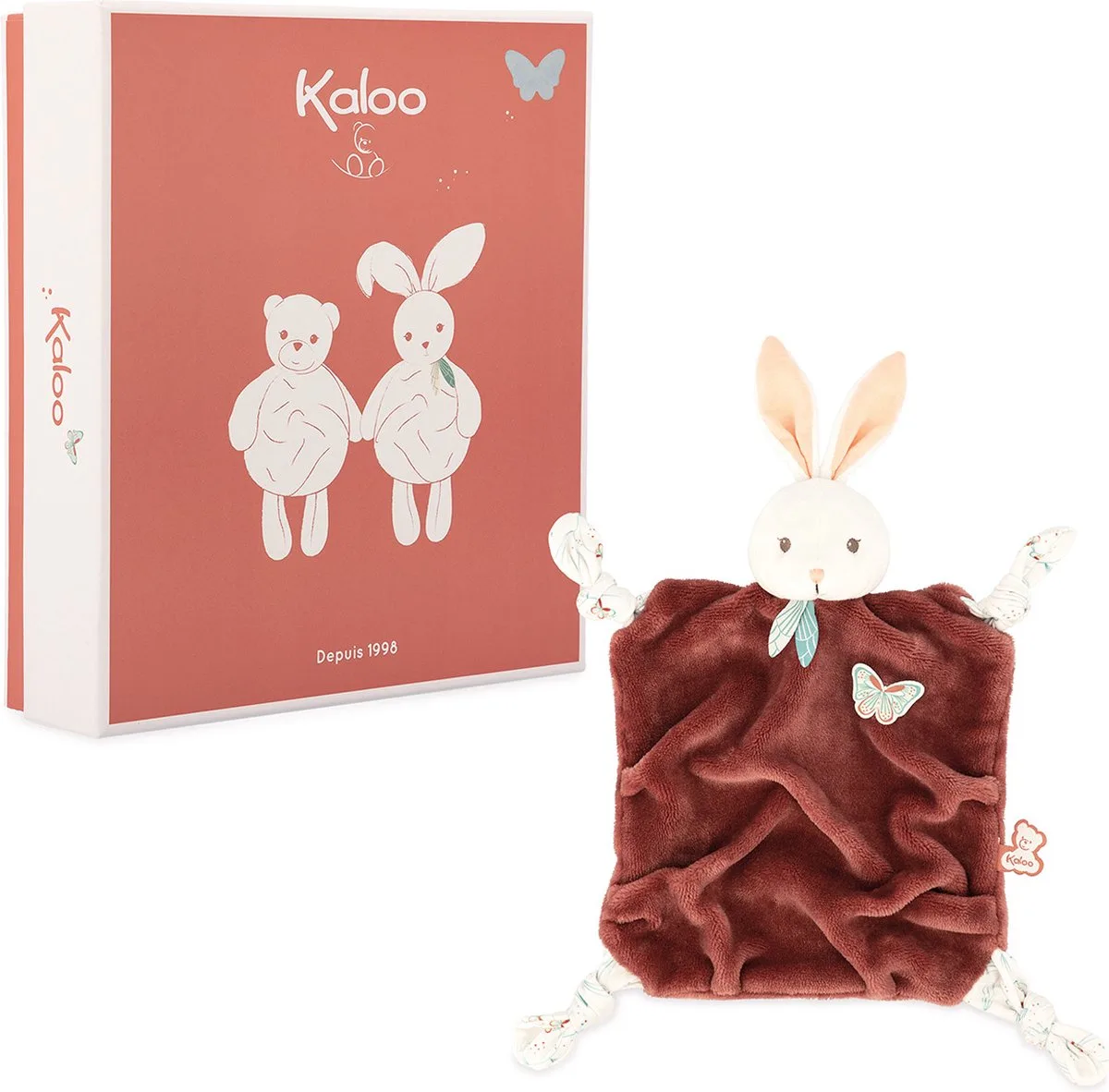 Plume - Doudou Knuffeldoekje - De Doudou Bevat 4 Knopen Die Ideaal Zijn Voor Je Baby Om Mee Te Spelen Of Om Op Te Kauwen - Geleverd In Een Mooie Geschenkdoos van Kaloo in Konijn Kaneel – productfoto
